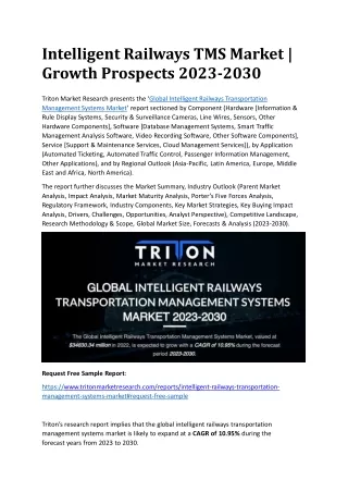 Intelligent Railways TMS Market | Growth Prospects 2023-2030