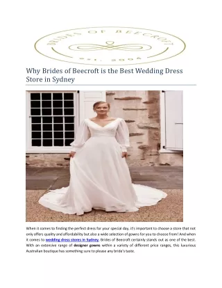 Why Brides of Beecroft is the Best Wedding Dress Store in Sydney