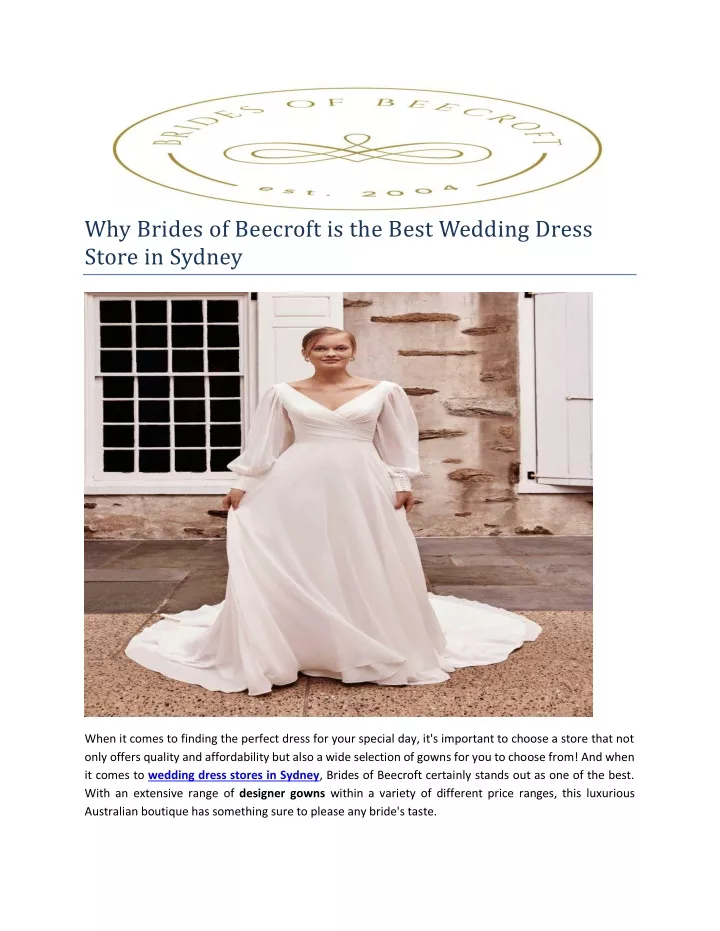 why brides of beecroft is the best wedding dress