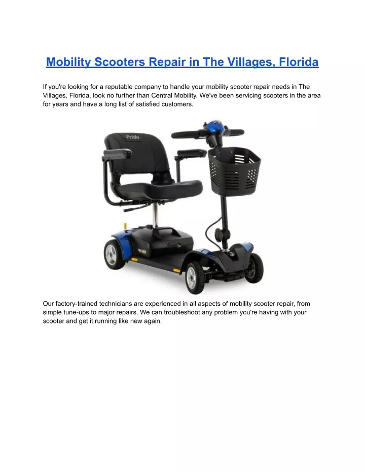 mobility scooters repair in the villages florida