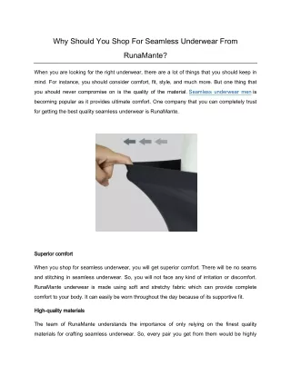 Why Should You Shop For Seamless Underwear From RunaMante