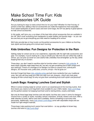 Make School Time Fun Kids Accessories UK Guide