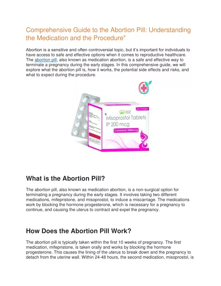 comprehensive guide to the abortion pill