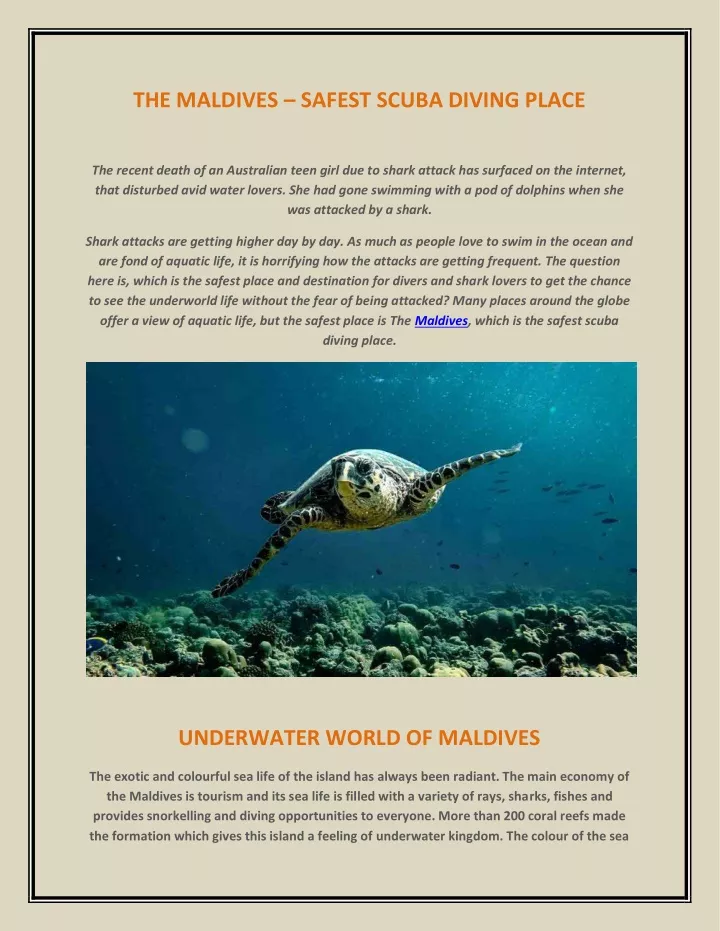 the maldives safest scuba diving place