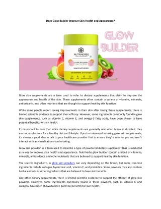 Does Glow Builder Improve Skin Health and Appearance