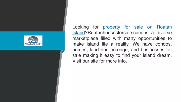 looking for property for sale on roatan island