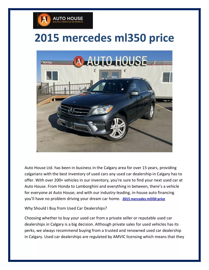 2015 mercedes ml350 price