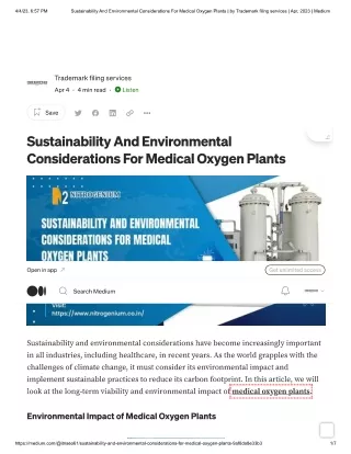 Sustainability And Environmental Considerations For Medical Oxygen Plants