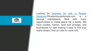 Business for Sale in Roatan Honduras Roatanhousesforsale.com