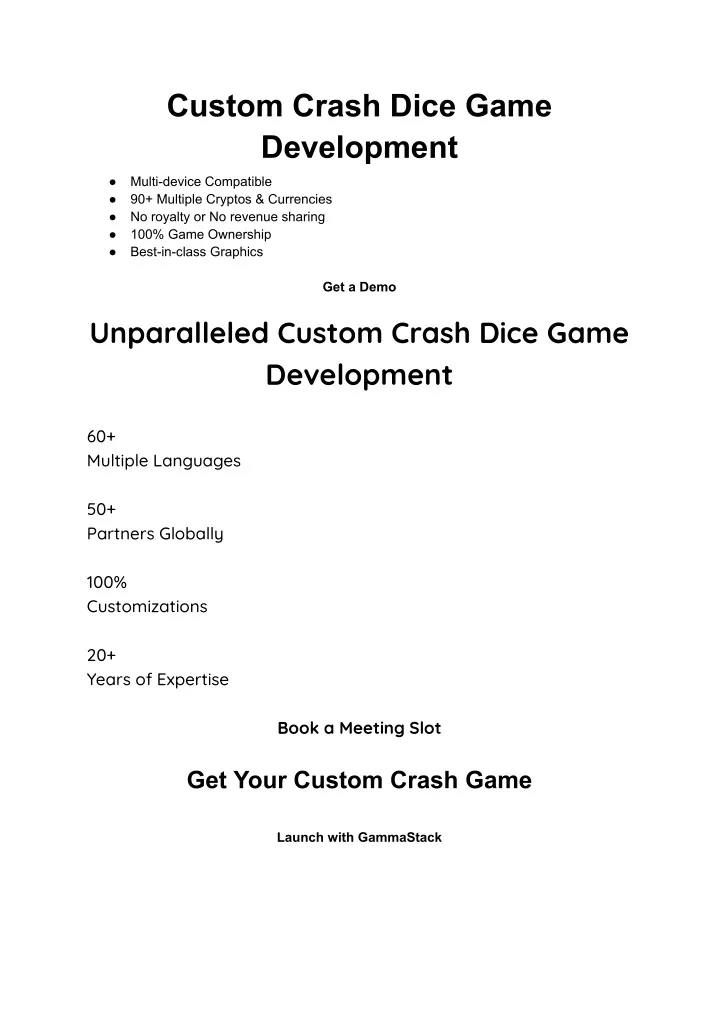 custom crash dice game development