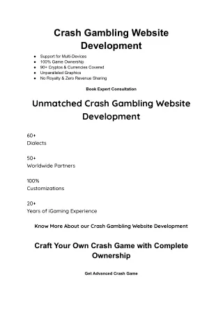 Crash Gambling Website Development