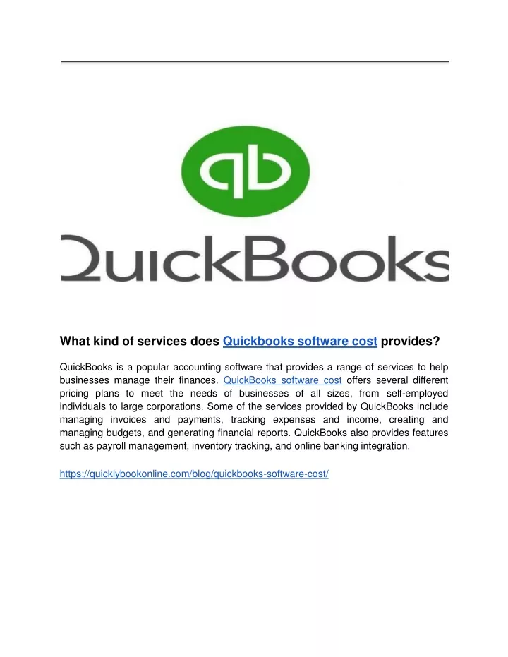 what kind of services does quickbooks software