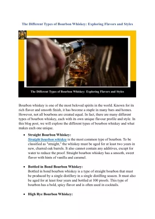 The Varieties of Bourbon Whiskey