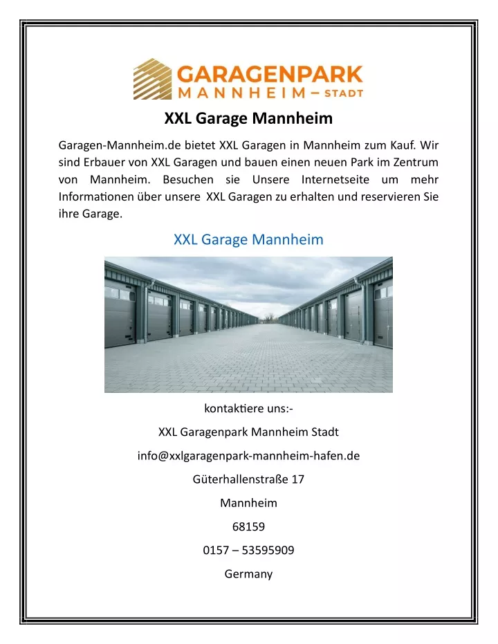 xxl garage mannheim