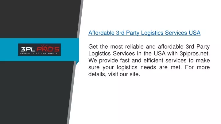 affordable 3rd party logistics services