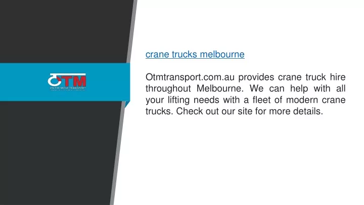crane trucks melbourne otmtransport