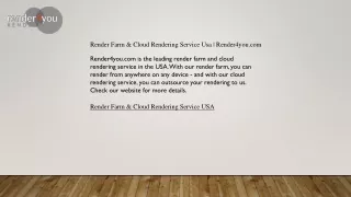 Render Farm & Cloud Rendering Service Usa  Render4you.com