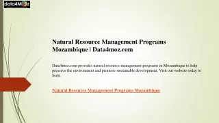 Natural Resource Management Programs Mozambique  Data4moz.com