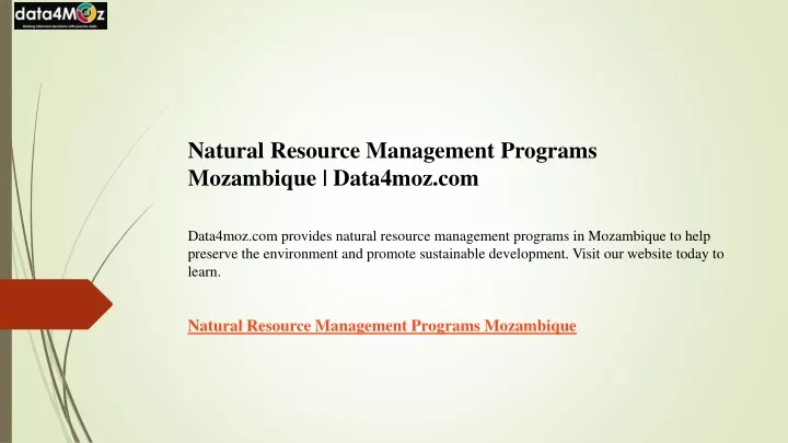 natural resource management programs mozambique
