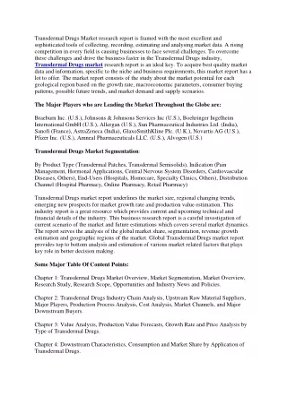 transdermal drugs market research report