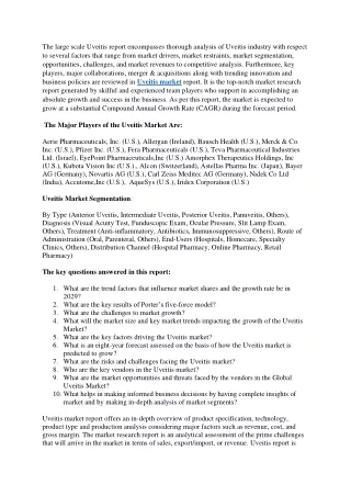 the large scale uveitis report encompasses