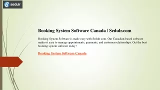 Booking System Software Canada  Sedulr.com