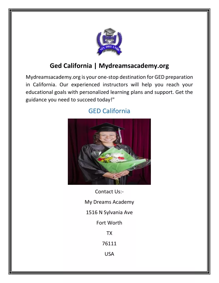 ged california mydreamsacademy org