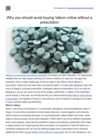 Why you should avoid buying Valium online without a prescription