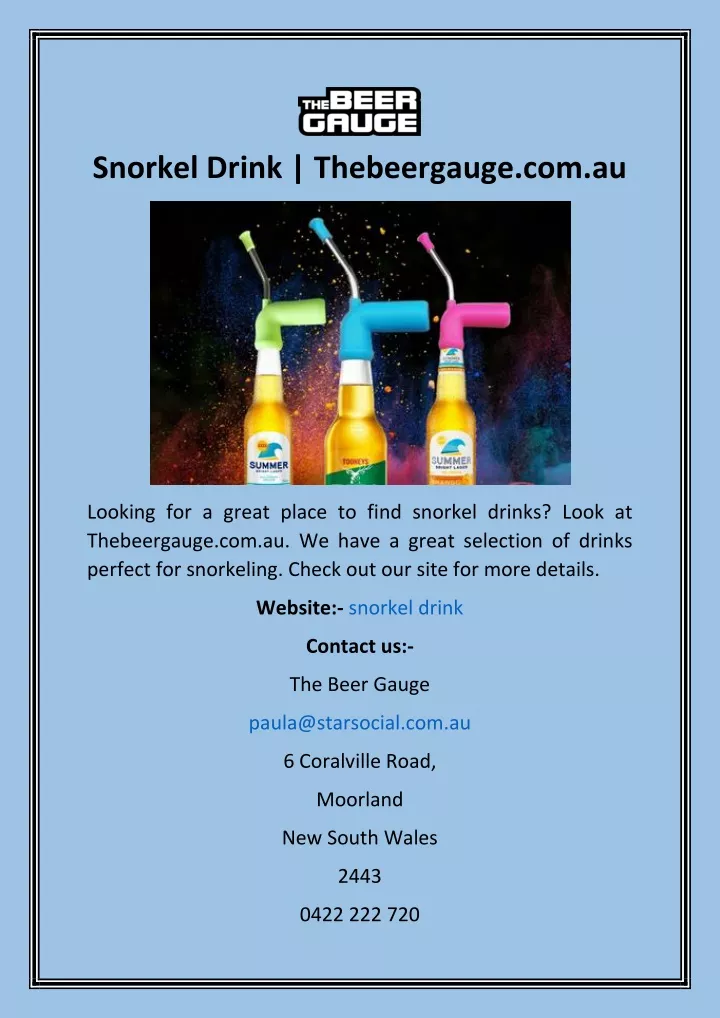 snorkel drink thebeergauge com au