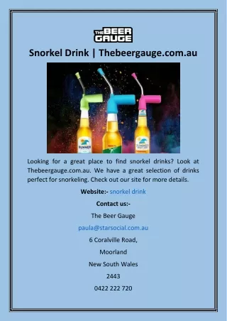 Snorkel Drink  Thebeergauge.com