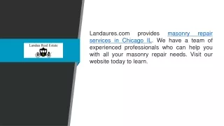 Masonry Repair Services In Chicago  Landaures.com