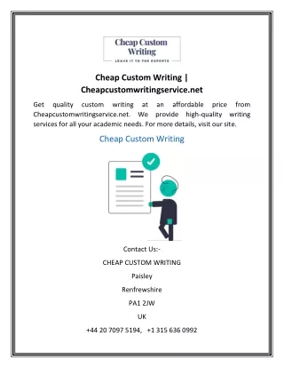 Cheap Custom Writing | Cheapcustomwritingservice.net