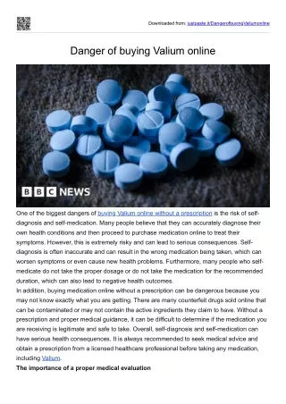 Danger of buying Valium online