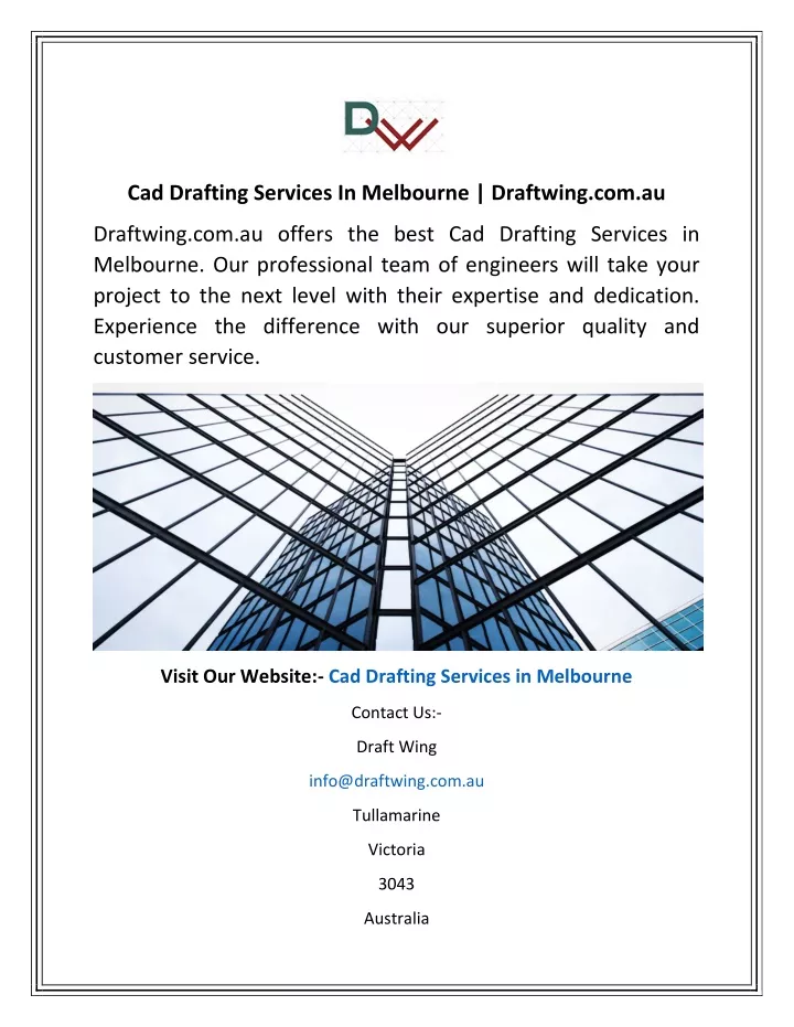 cad drafting services in melbourne draftwing
