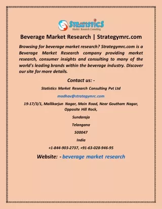 beverage market research strategymrc com