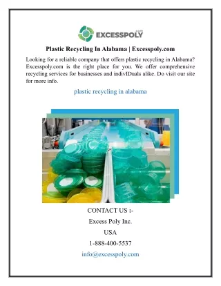 Plastic Recycling In Alabama  Excesspoly.com