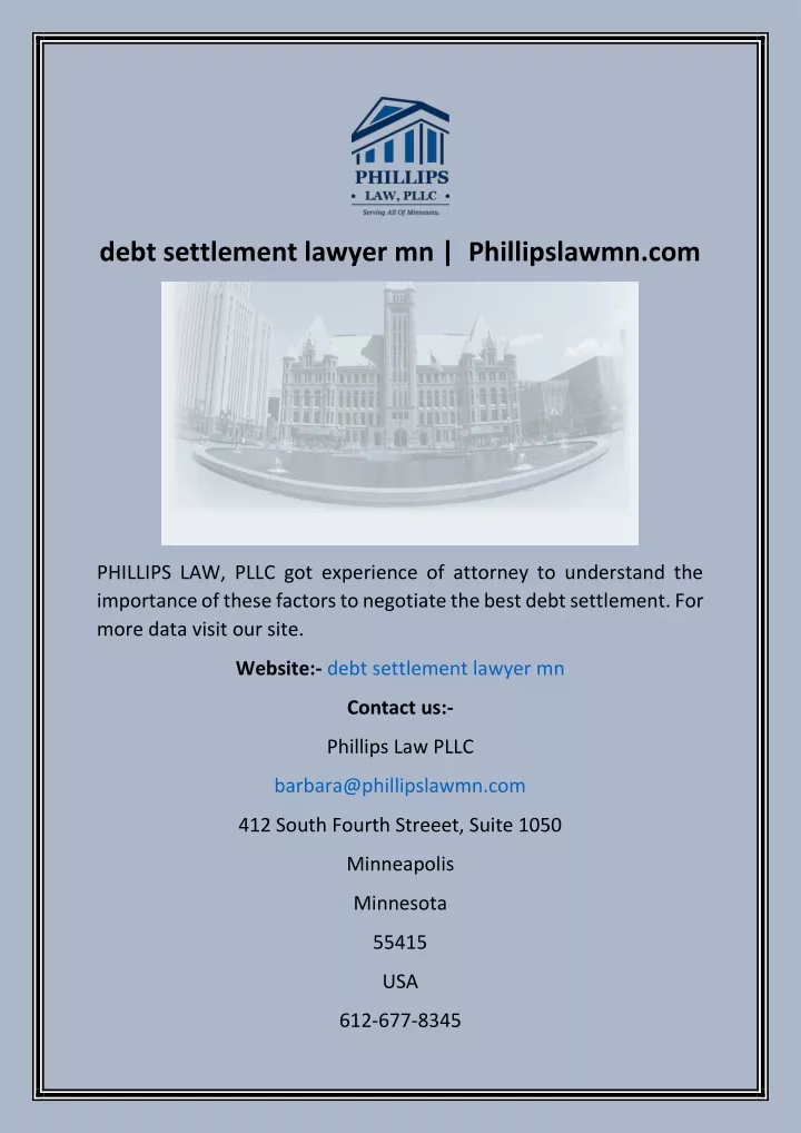 debt settlement lawyer mn phillipslawmn com