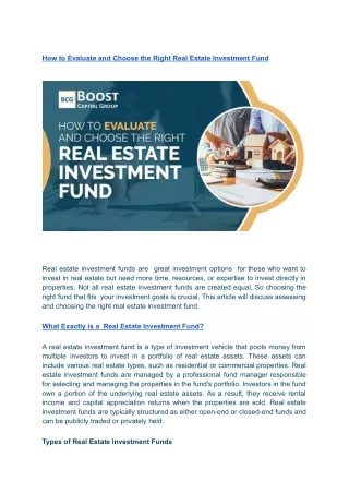Real Estate Investment Fund