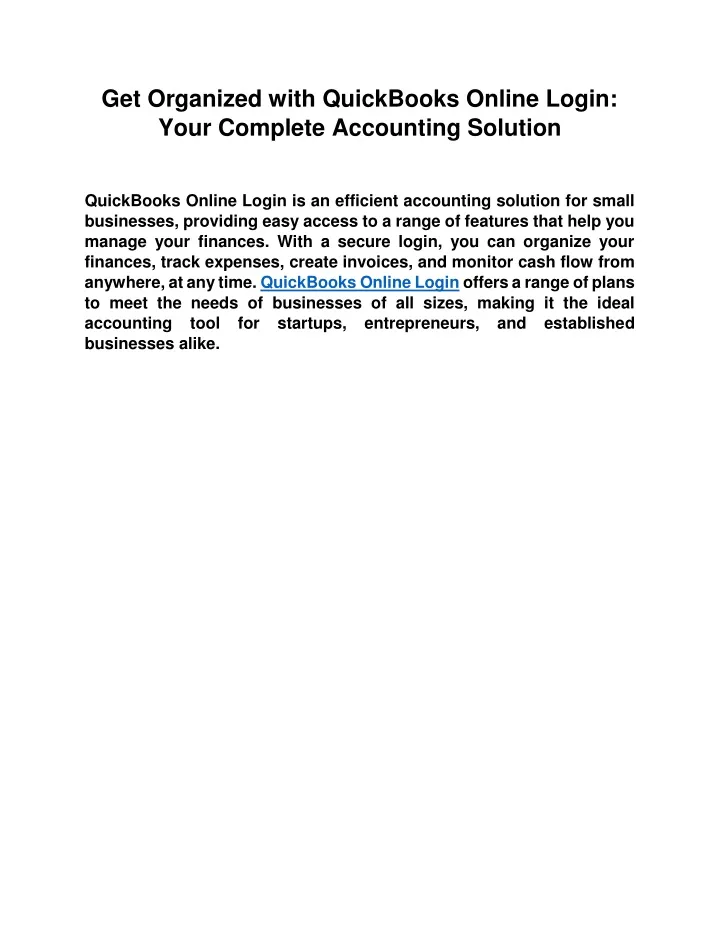 get organized with quickbooks online login your