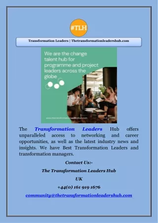 Transformation Leaders | Thetransformationleadershub.com