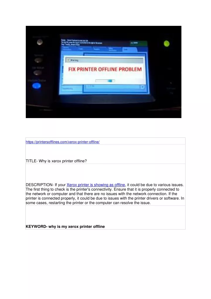 https printersofflines com xerox printer offline