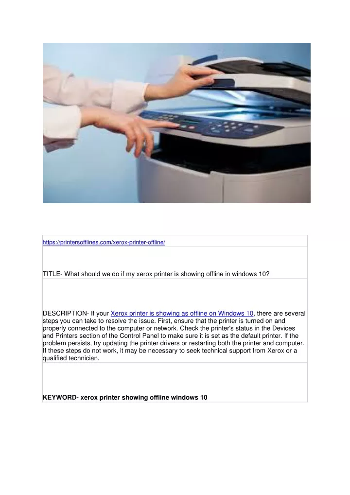 PPT What should we do if my xerox printer is showing offline in