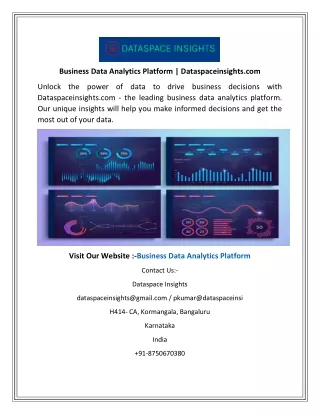 Business Data Analytics Platform  Dataspaceinsights.com