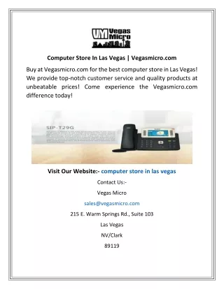 Computer Store In Las Vegas  Vegasmicro.com