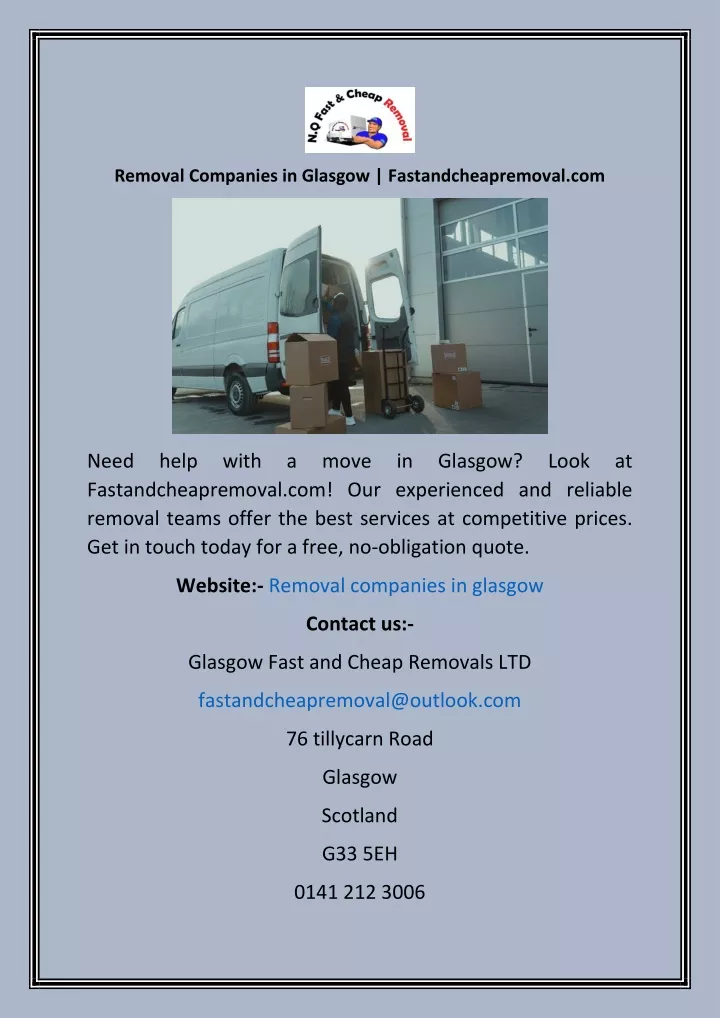 removal companies in glasgow fastandcheapremoval