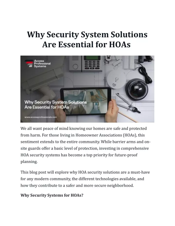 why security system solutions are essential for hoas