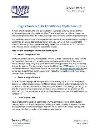 Signs You Need Air Conditioner Replacement?