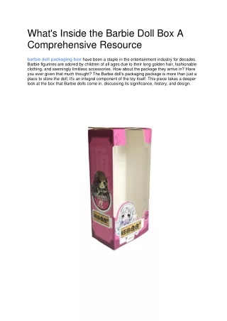 what s inside the barbie doll box a comprehensive