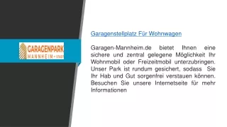 garagenstellplatz f r wohnwagen garagen mannheim