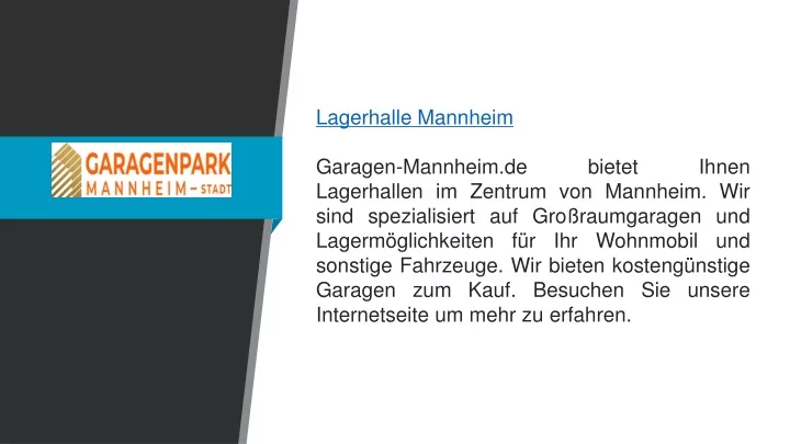 lagerhalle mannheim garagen mannheim de bietet